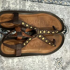 Lucky Brand Brown Sandals with Studded Accents